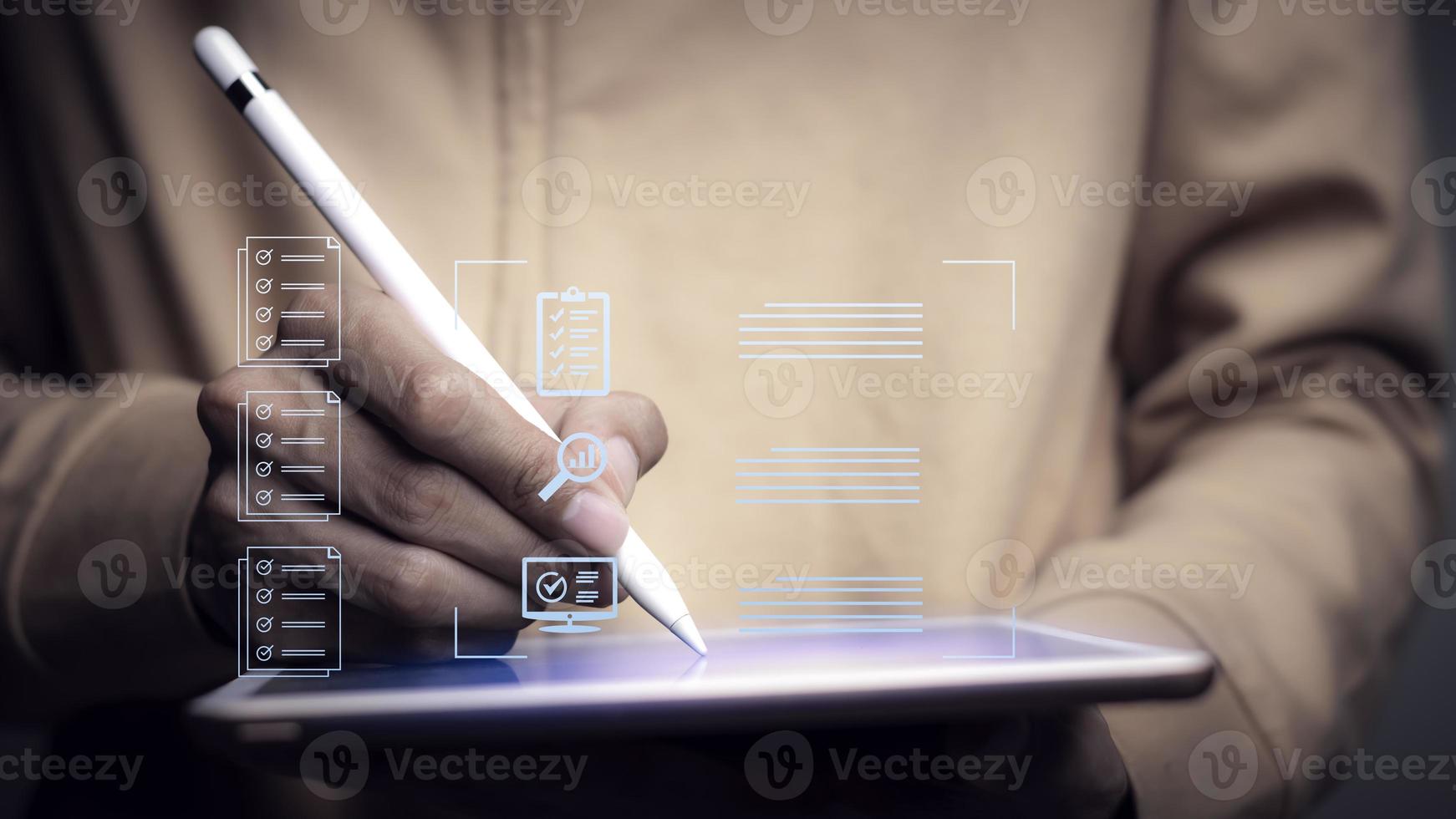 Document management system and IT business processes arranging for archiving Find and manage files and corporate data. Digital transformation of files. photo