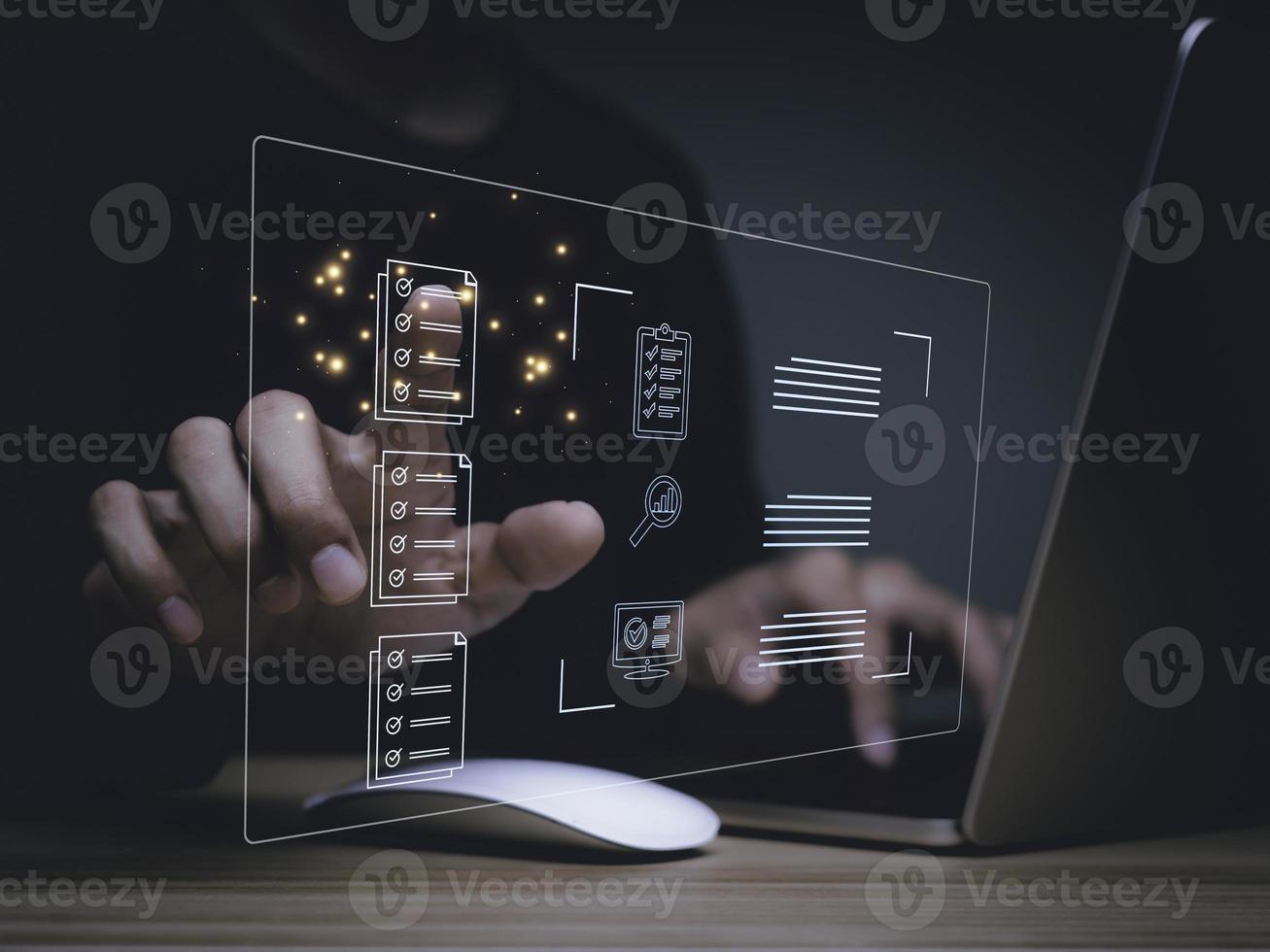 Document management system and IT business processes arranging for archiving Find and manage files and corporate data. Digital transformation of files. photo