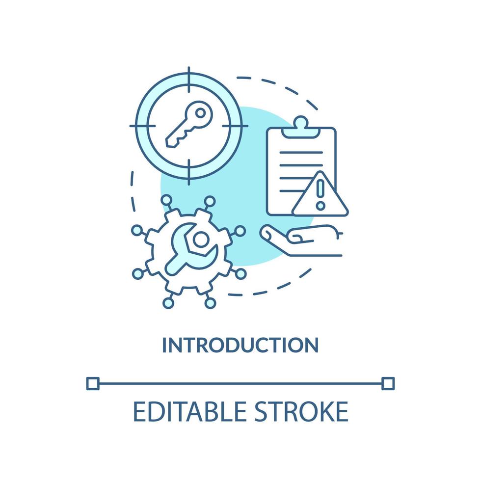 Introduction turquoise concept icon. Identification of key problems. Case drafting abstract idea thin line illustration. Isolated outline drawing. Editable stroke vector