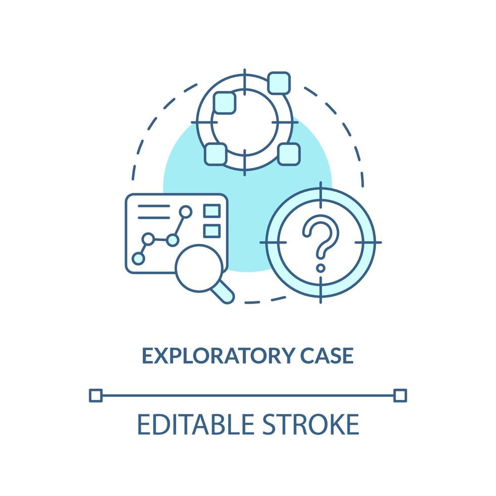Exploratory case turquoise concept icon. Identify objectives. Type of events study abstract idea thin line illustration. Isolated outline drawing. Editable stroke vector