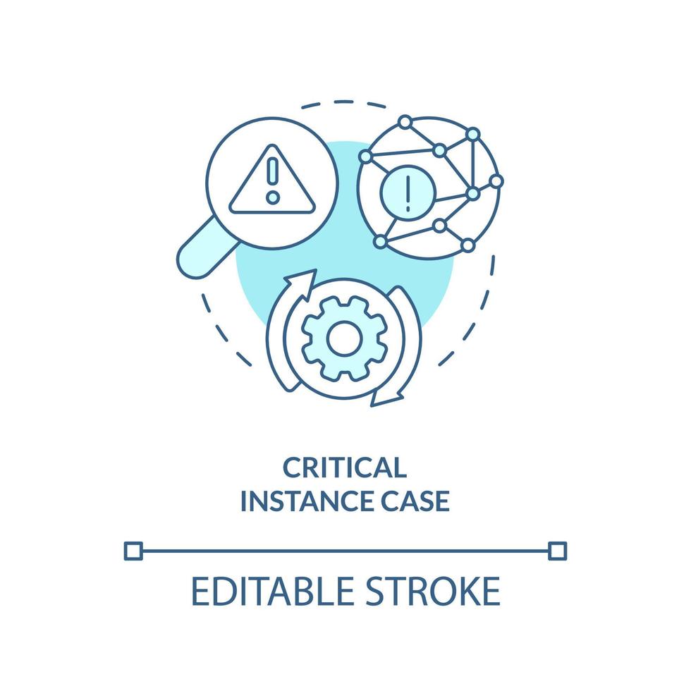 Critical instance case turquoise concept icon. Thesis analytics. Type of events study abstract idea thin line illustration. Isolated outline drawing. Editable stroke vector