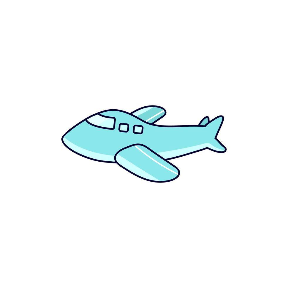 Cute plane cartoon illustration, sticker kids object elements vector