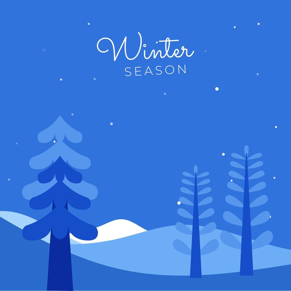 Winter season background, winter holiday simple blue background vector