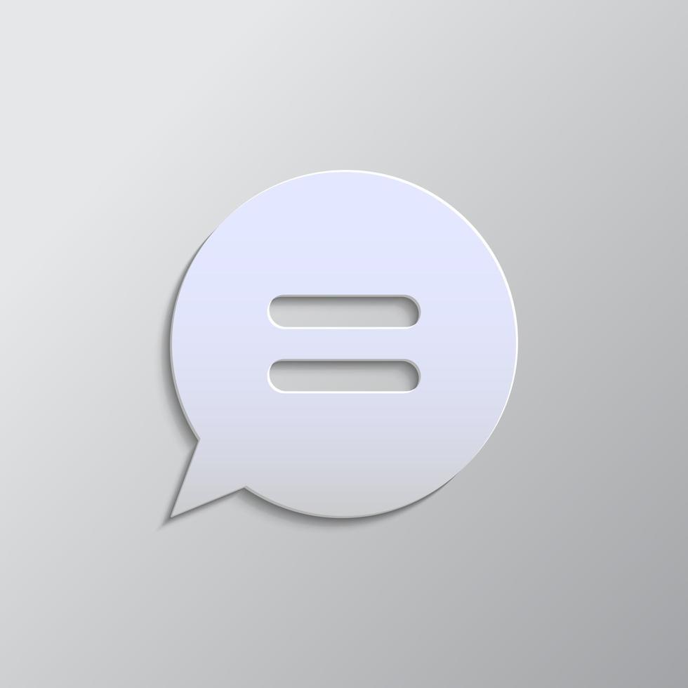 chat, chat bubble paper style, icon. Grey color vector background- Paper style vector icon.