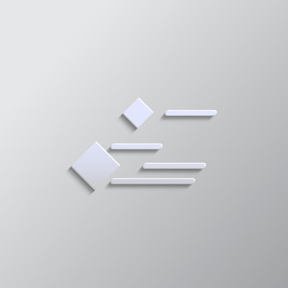 fly, flying, objects paper style icon. Grey color vector background- Paper style vector icon.