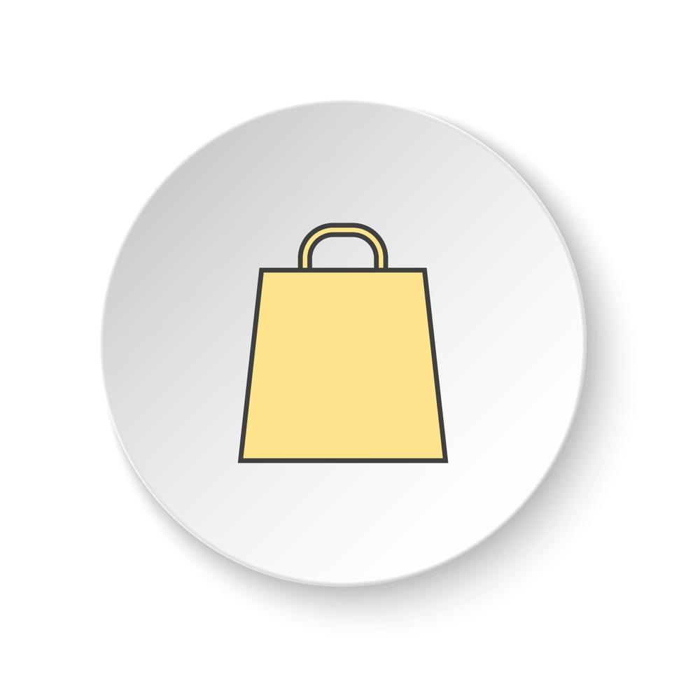 Round button for web icon, Bag for going shopping. Button banner round, badge interface for application illustration on white background vector
