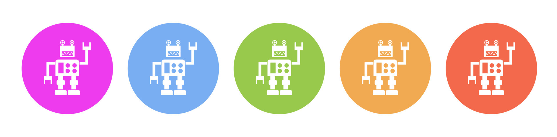 Multi colored icon Robot technology. Button banner round badge ...