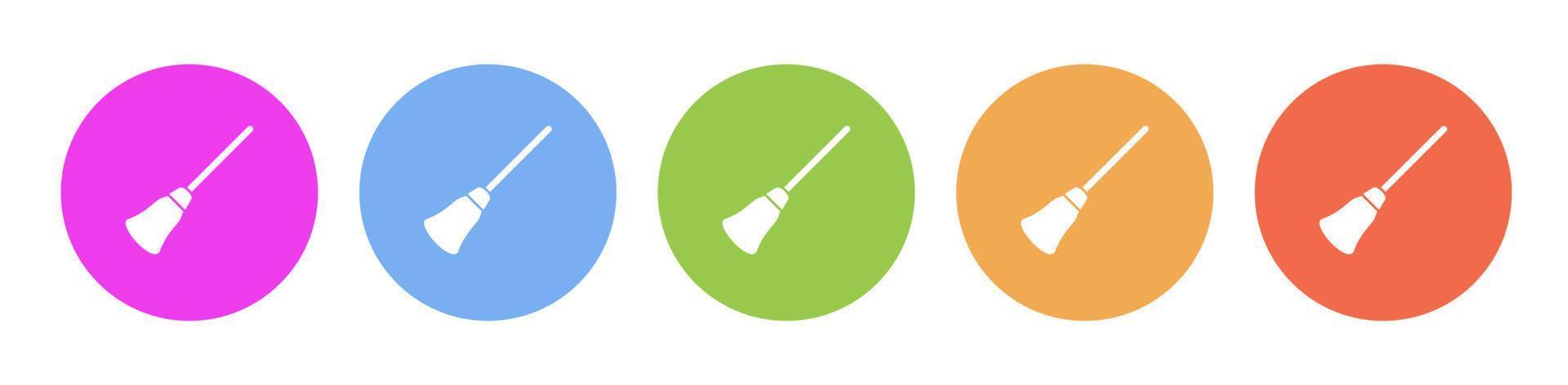 Multi colored flat icons on round backgrounds. broom, household multicolor circle vector icon on white background