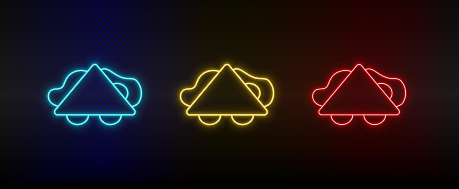 Neon icon set sandwich, baguette. Set of red, blue, yellow neon vector icon on dark background