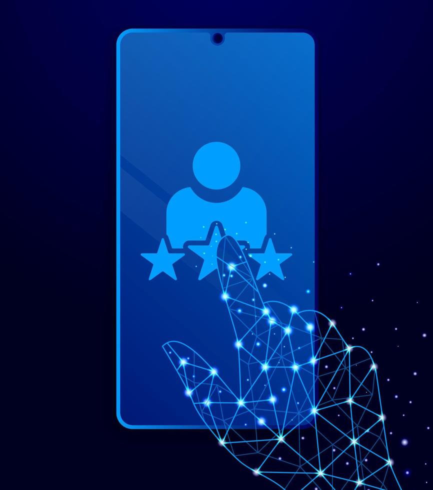 rating touch phone. Polygon style touch phone vector illustration