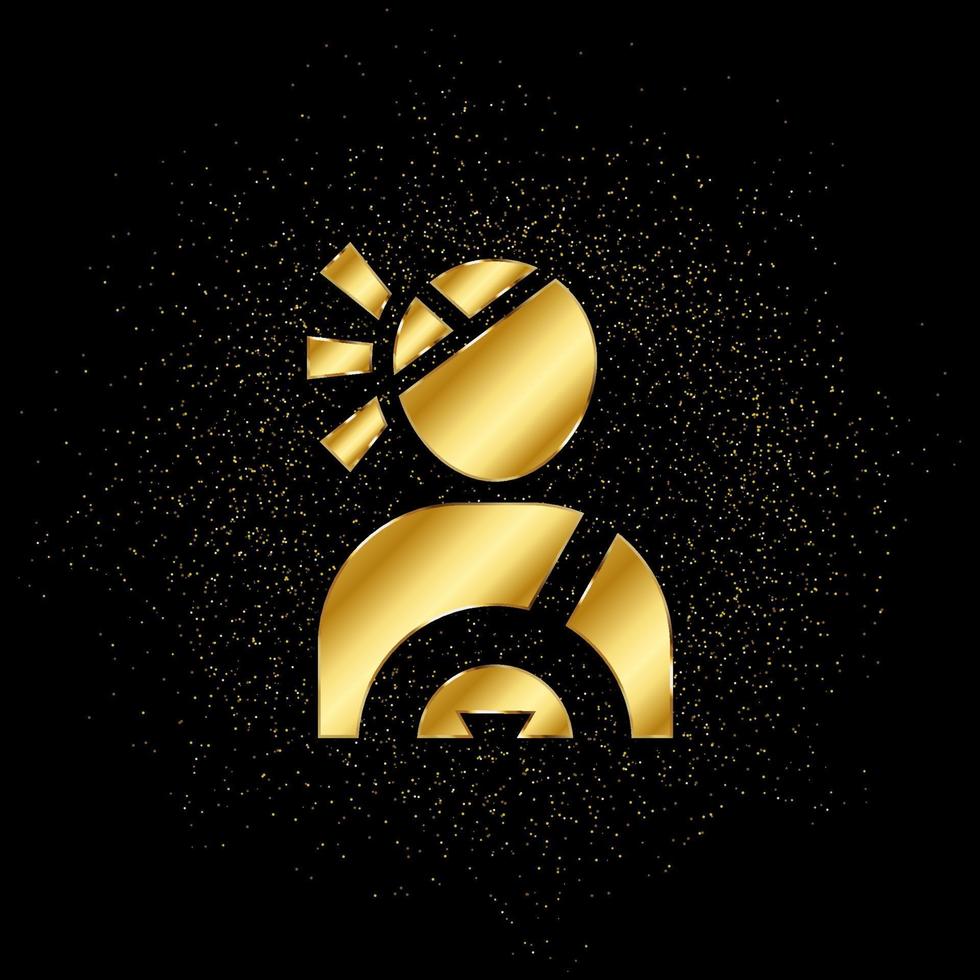 Accident, driver, inure, personal gold, icon. Vector illustration of golden particle background . Vector gold background