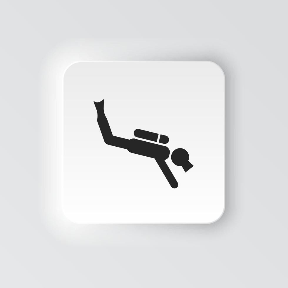 Rectangle button icon Diver man. Button banner Rectangle badge interface for application illustration on neomorphic style on white background vector