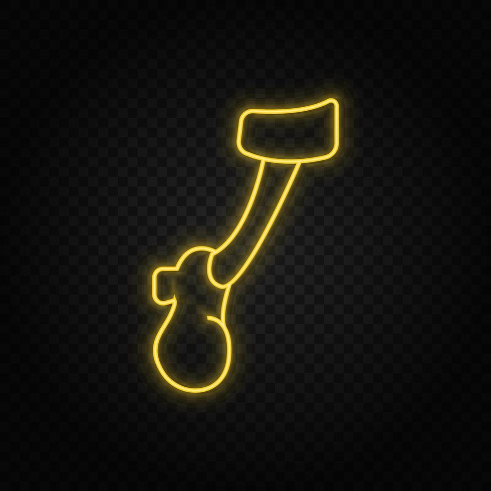 Leg, cartoon, character neon icon. Yellow neon vector icon. Vector transparent background