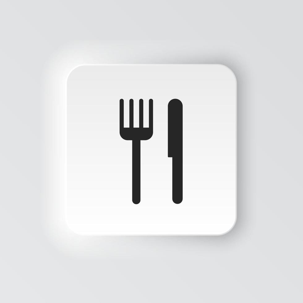 Rectangle button icon Knife and fork. Button banner Rectangle badge interface for application illustration on neomorphic style on white background vector
