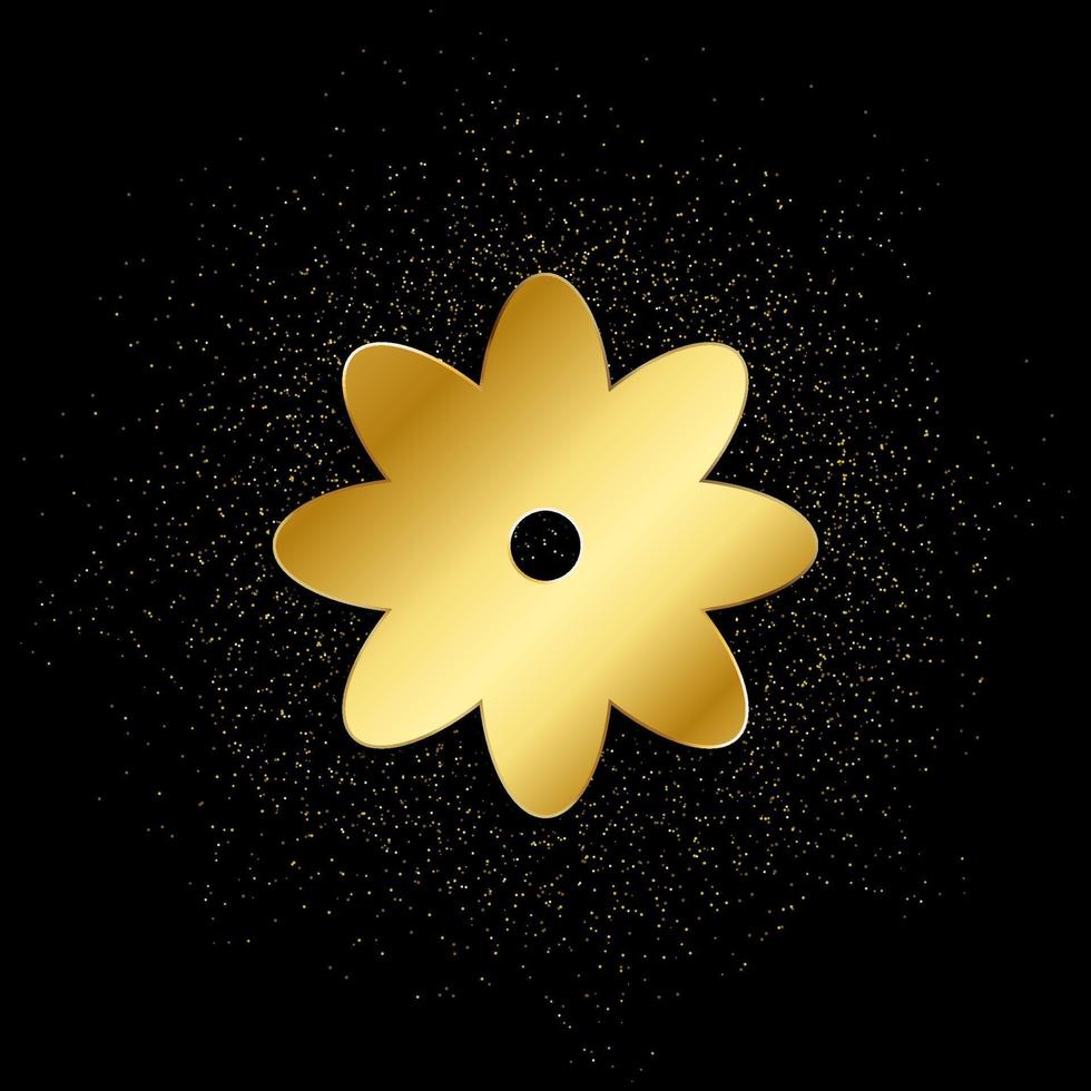 Flower gold, icon. Vector illustration of golden particle on gold vector background