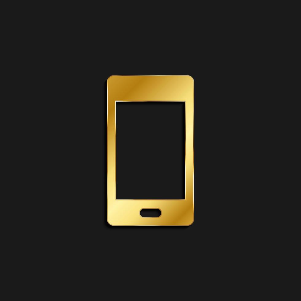 mobile gold icon. Vector illustration of golden style icon on dark background