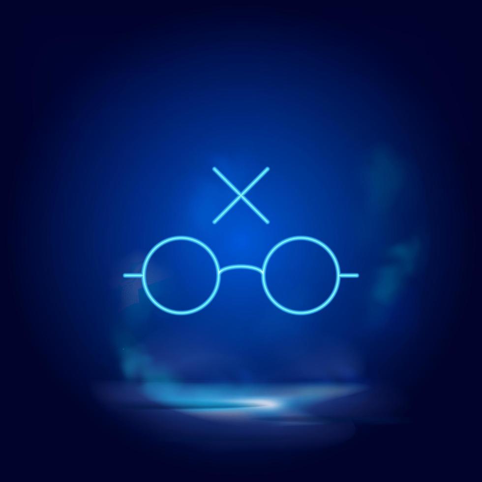 Smoke effect neon style vector icons, glasses, mark, unread neon icon