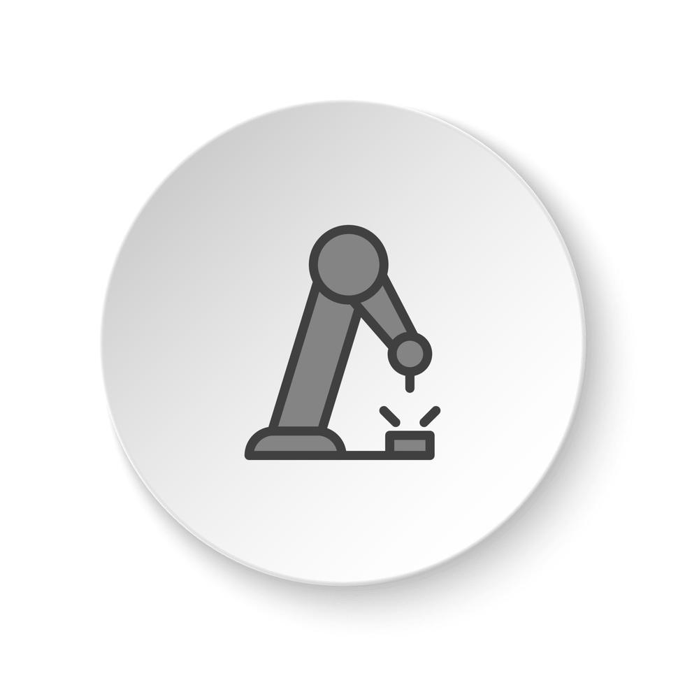 Round button for web icon, arc welding, industrial arm. Button banner round, badge interface for application illustration on white background vector