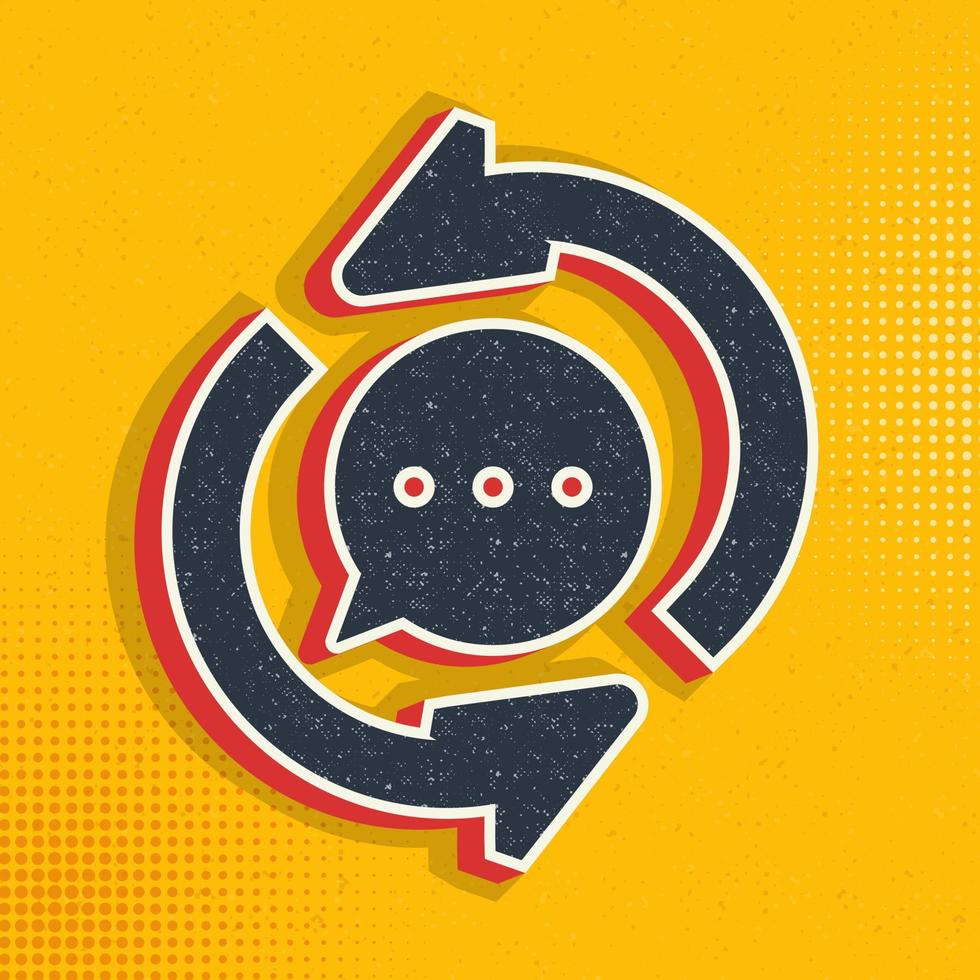 bubble chat, refresh pop art, retro icon. Vector illustration of pop art style on retro background
