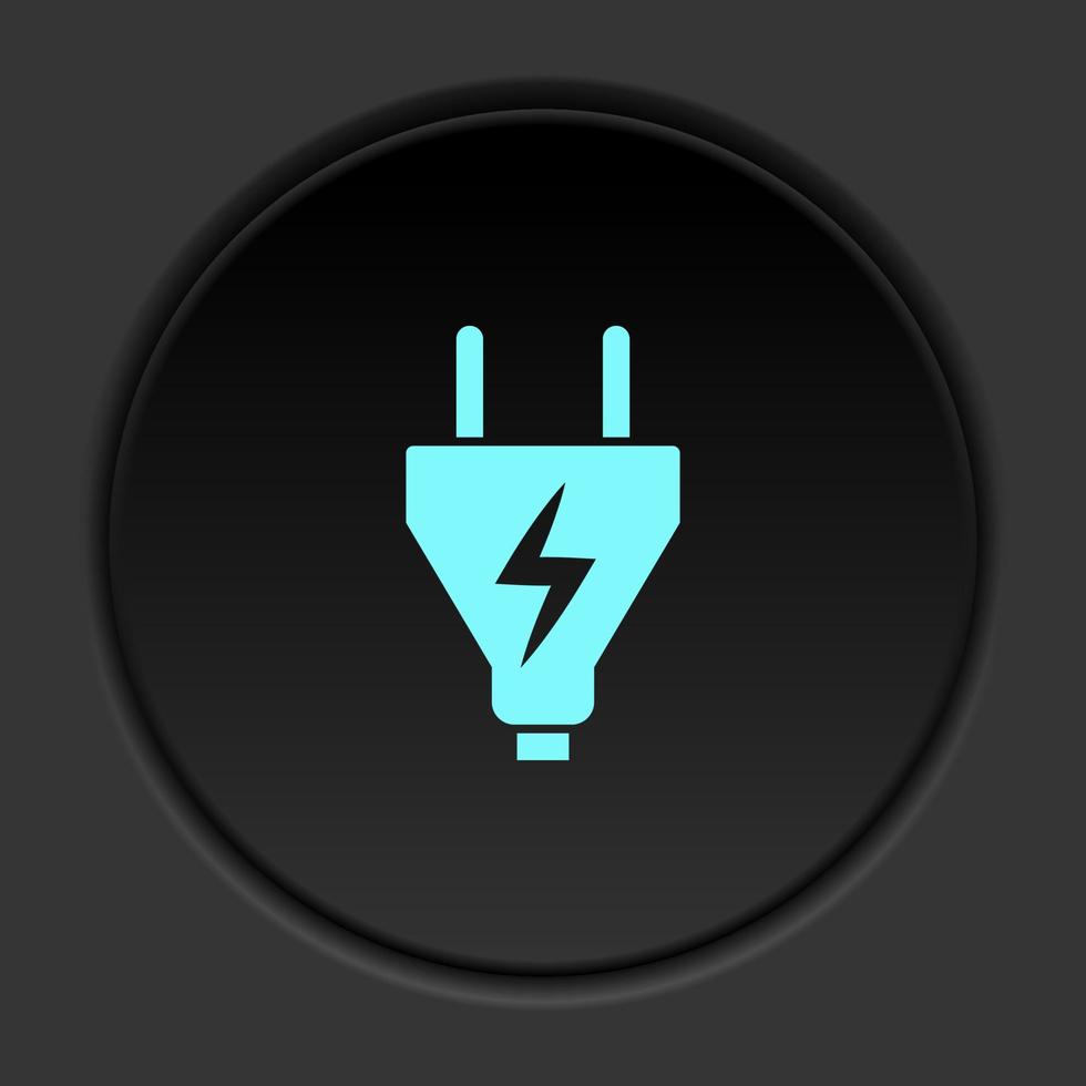 Round button icon Electrical plug. Button banner round badge interface for application illustration on dark background vector