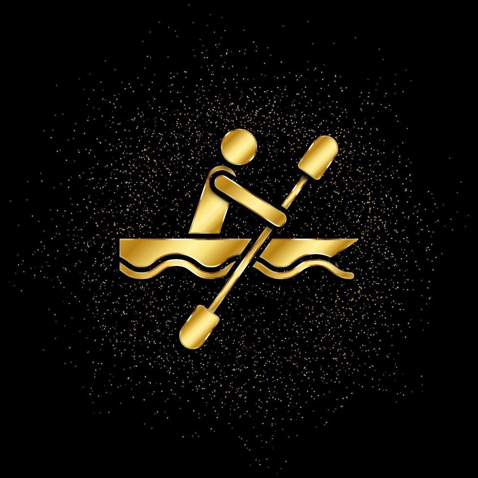 Canoe, tray gold, icon. Vector illustration of golden particle on gold vector background