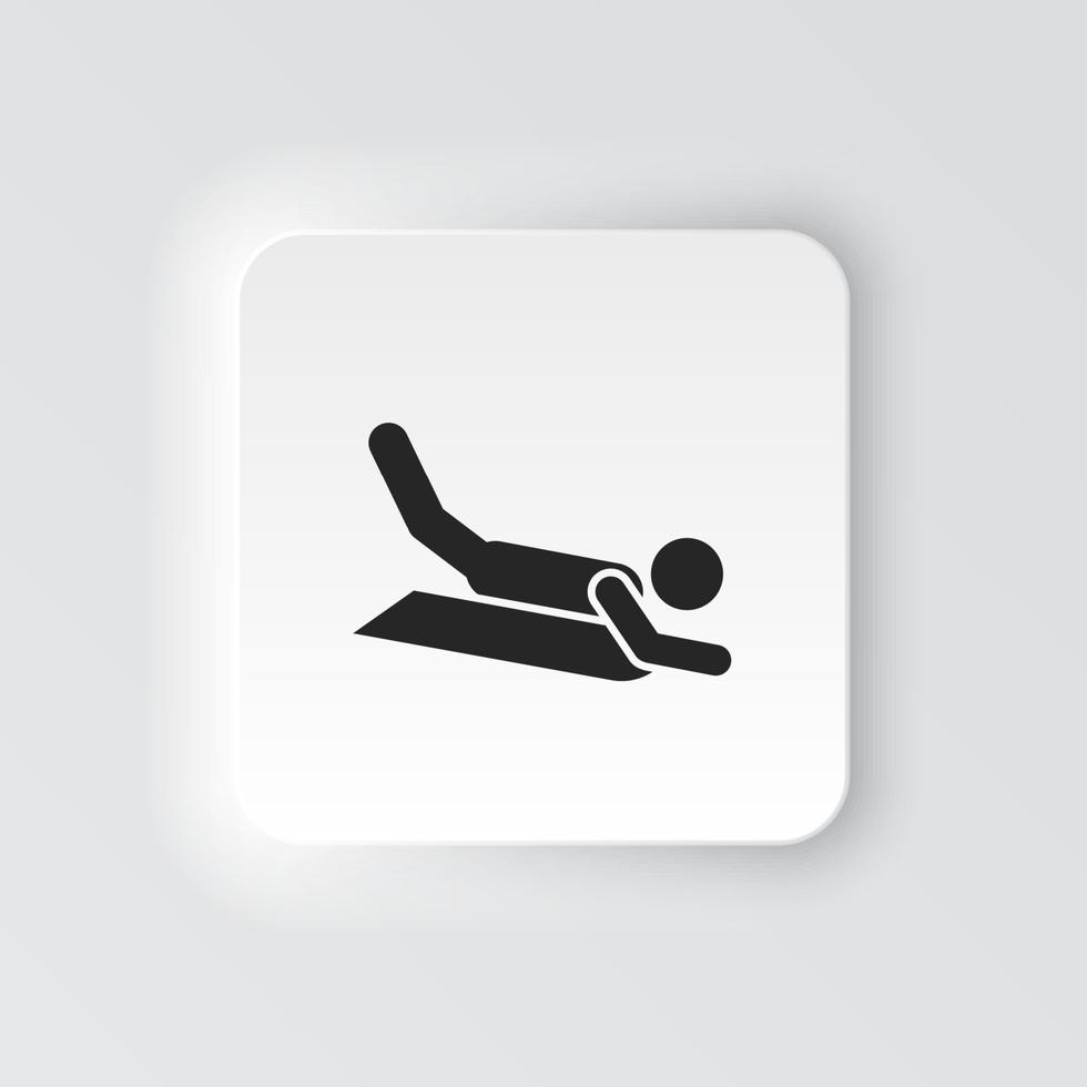 Rectangle button icon Sledding. Button banner Rectangle badge interface for application illustration on neomorphic style on white background vector