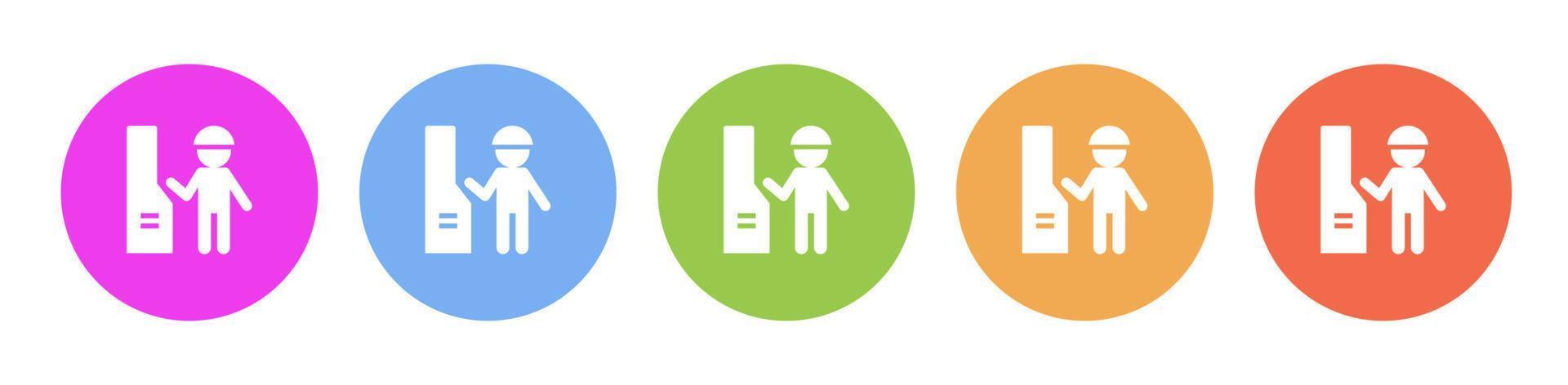 Multi colored icon Mass production engineer. Button banner round badge interface for application illustration on white background vector