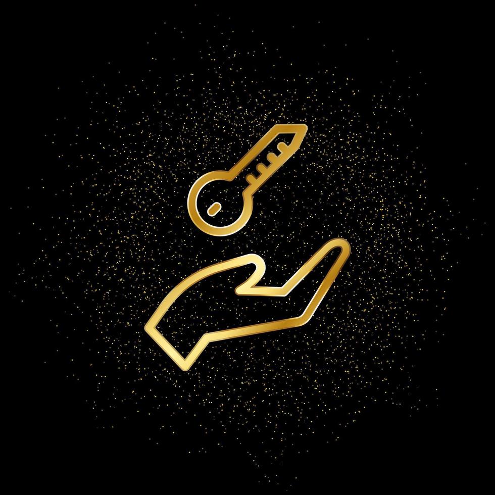 Arm, key, home gold icon. Vector illustration of golden particle background. Real estate concept vector illustration .