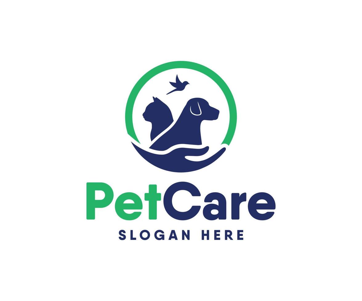 Pet care logo design. Animal care Logo design template vector