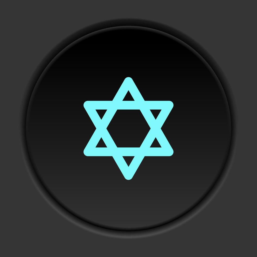 Round button icon Israel star of david. Button banner round badge interface for application illustration on dark background vector