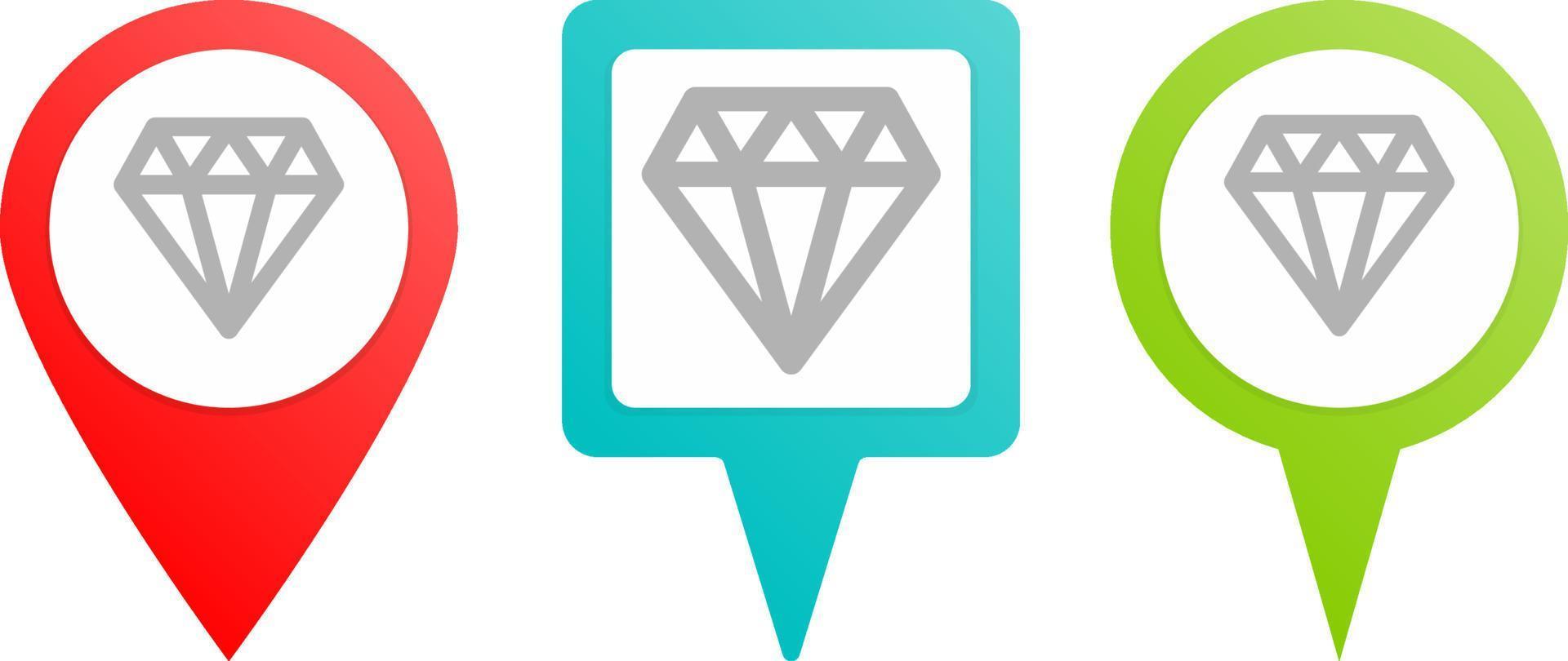 Diamond pin icon. Multicolor pin vector icon, diferent type map and navigation point.