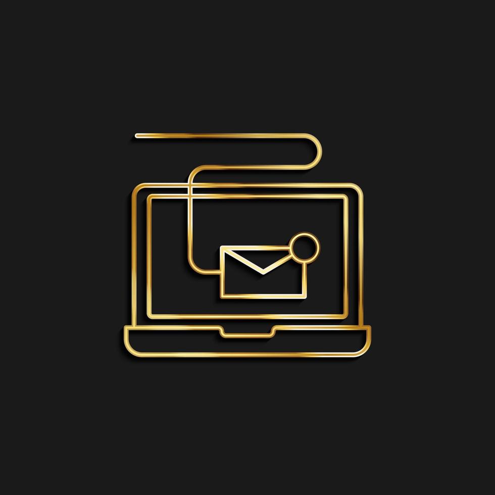 Digital, email, marketing gold icon. Vector illustration of golden icon on dark background