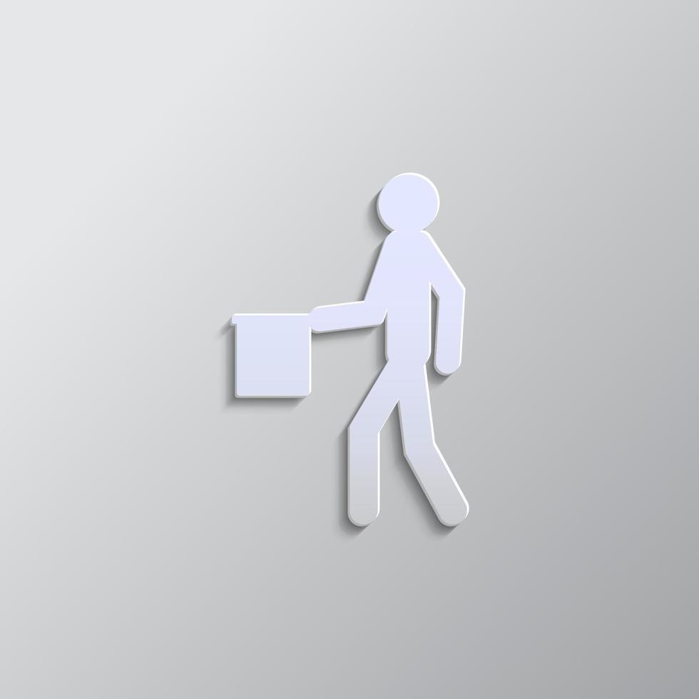 flagman, guide paper style icon. Grey color vector background- Paper style vector icon.
