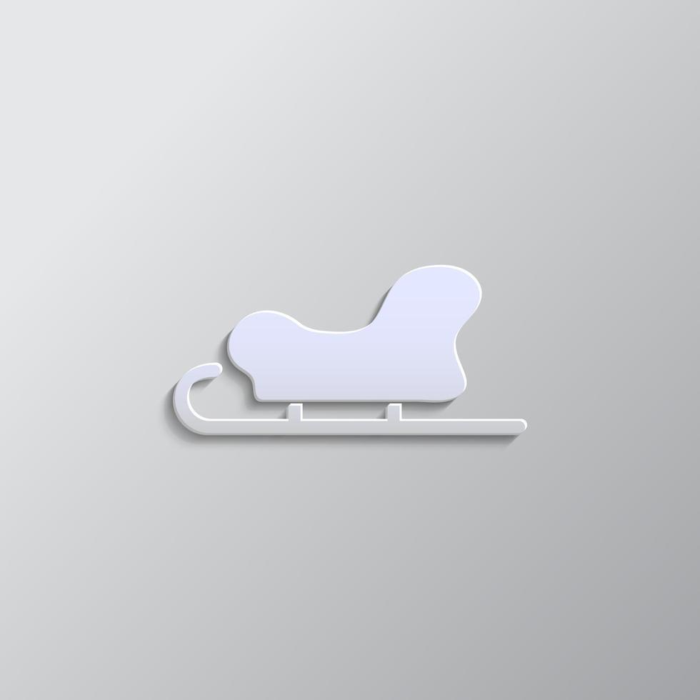 Vector Illustration of a Christmas Sleigh Icon. Vector icon. Paper style vector icon on white background