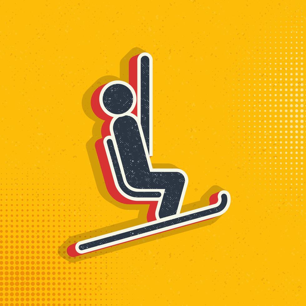 Chairlift pop art, retro icon. Vector illustration of pop art style on retro background