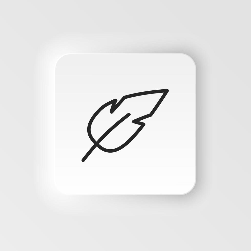 Feather vector icon. Element of design tool for mobile concept and web apps vector. Thin neumorphic style vector icon for website design on neumorphism white background