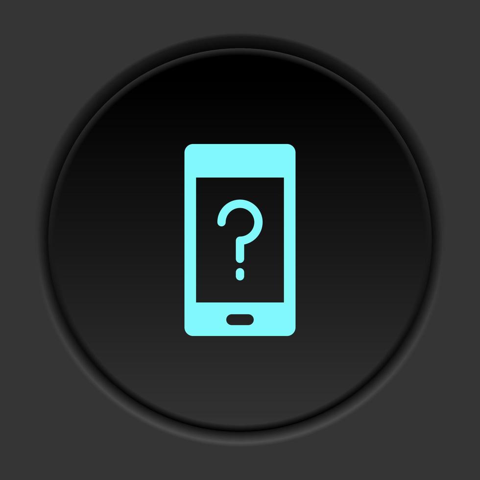 Dark button icon phone help. Button banner round badge interface for application illustration on darken background vector