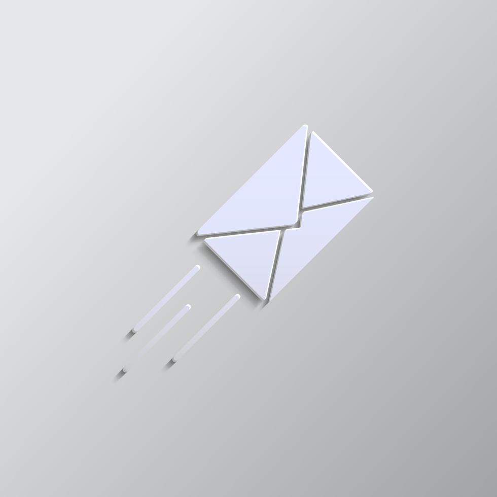 email paper style, icon. Grey color vector background- Paper style vector icon.