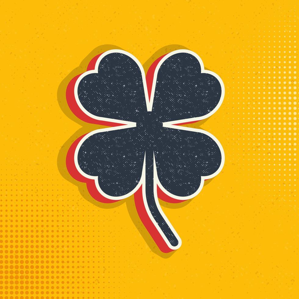 Leaf clover sign pop art style vector icon. Saint patrick symbol. Ecology concept. Flat design style. Vector pop art style vector icon
