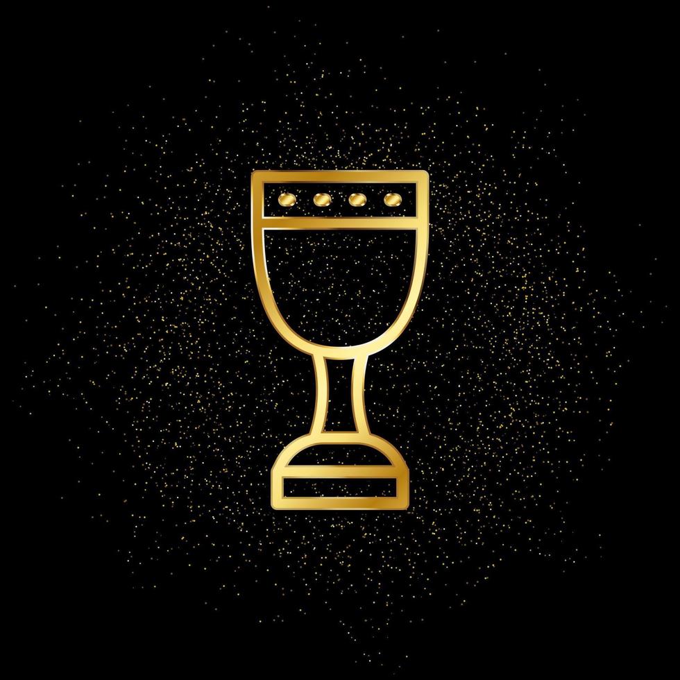 Holy grail gold icon. Vector illustration of golden particle background.. Spiritual concept vector illustration .