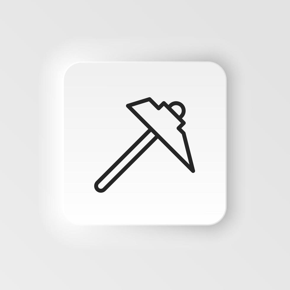 Miner, pick, tool vector icon. Element of design tool for mobile concept and web apps vector. Thin neumorphic style vector icon for website design on neumorphism white background