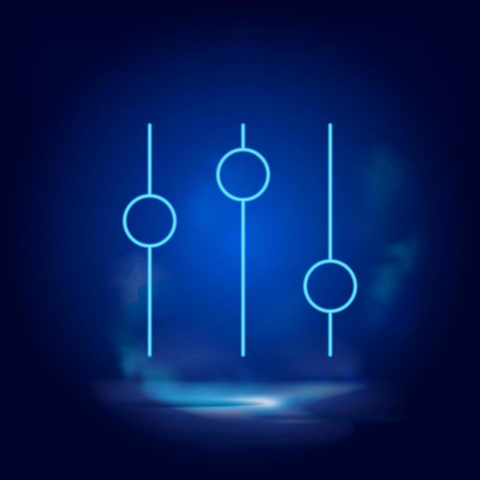 Smoke effect neon style vector icons, tune, control, setting neon icon
