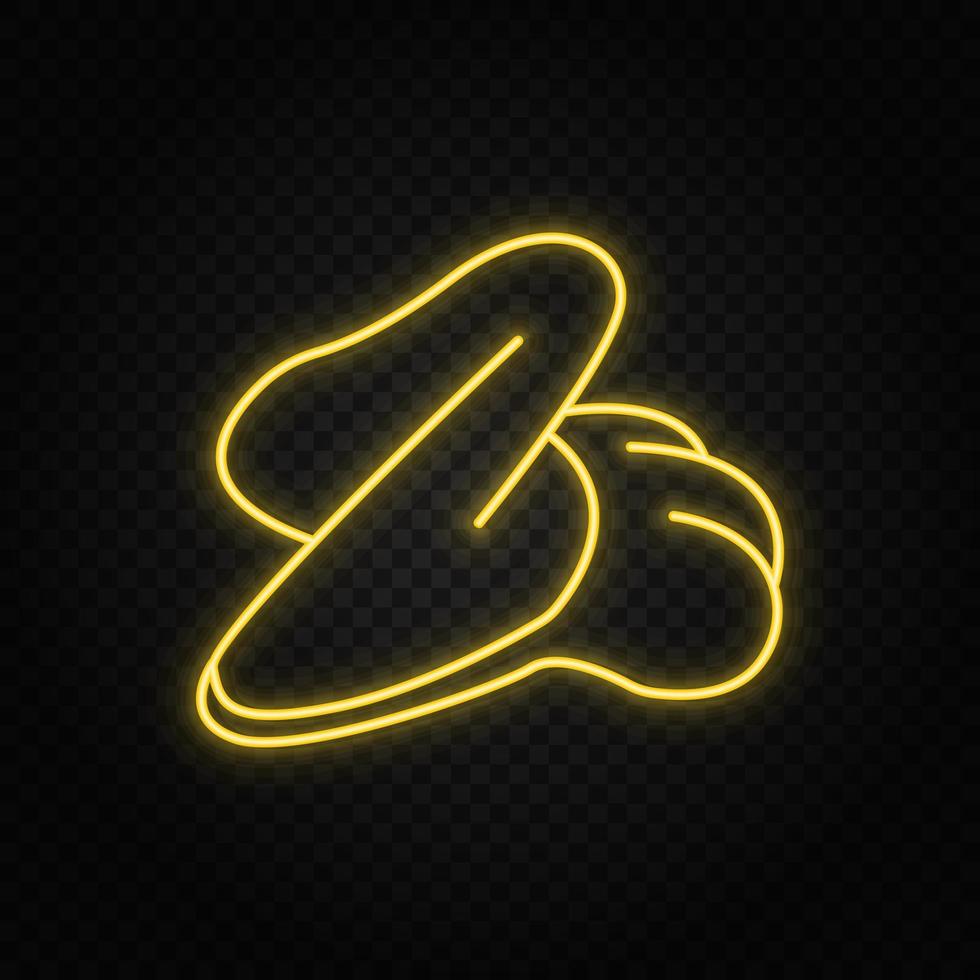 Leg, cartoon, character neon icon. Yellow neon vector icon. Vector transparent background