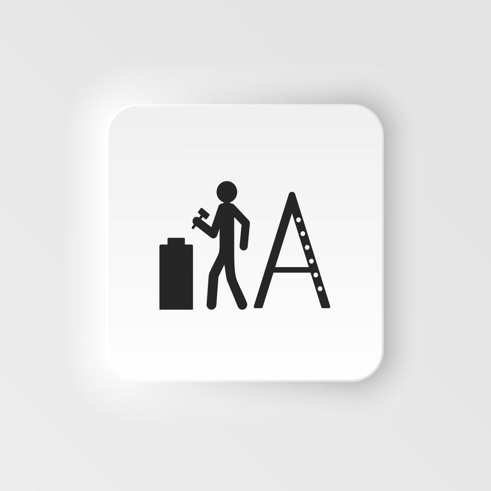Repair man worker neumorphic icon vector illustration isolated on white background