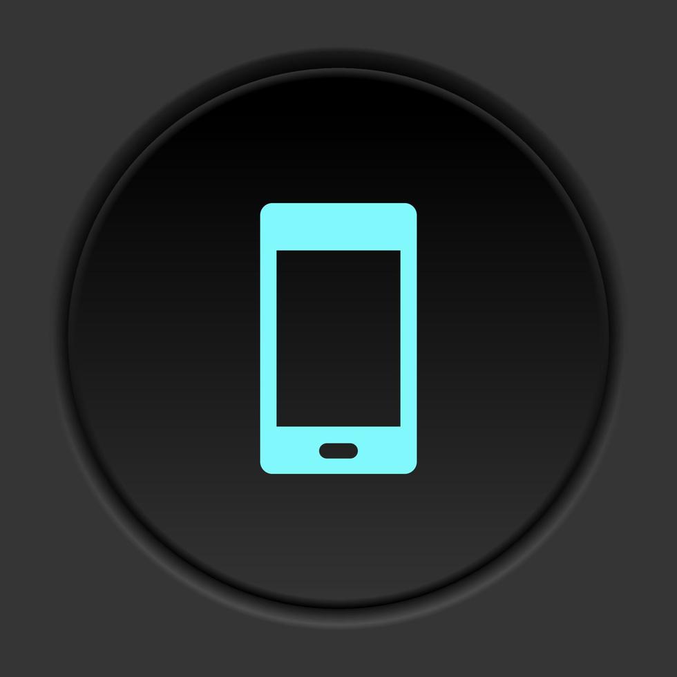 Dark button icon mobile. Button banner round badge interface for application illustration on darken background vector