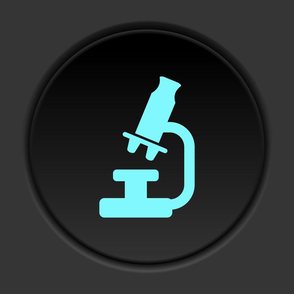 Dark button icon Microscope. Button banner round badge interface for application illustration on darken background vector
