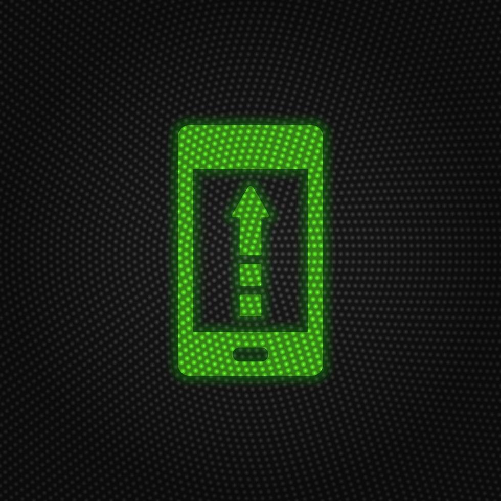 Phone, arrow up, upload new technology vector icon. New mobile technology traffic light style vector illustration on white background