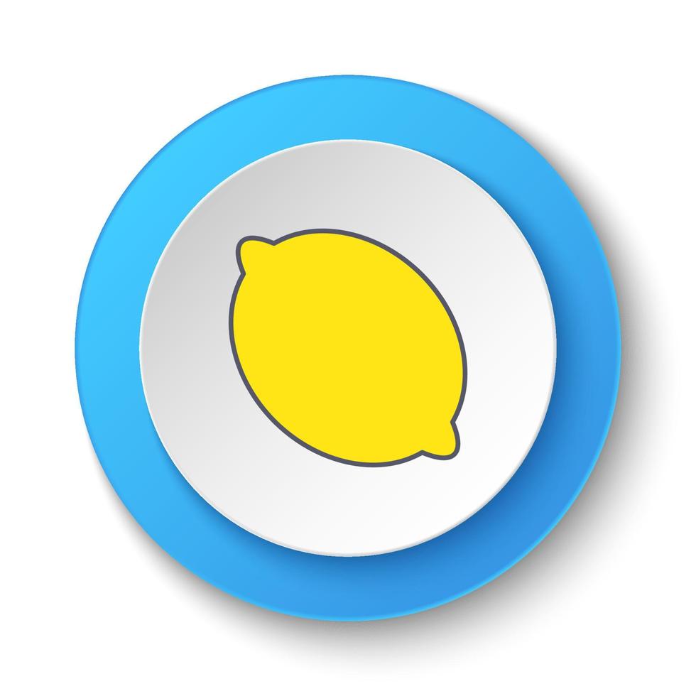 Round button for web icon, lemon. Button banner round, badge interface for application illustration on white background vector