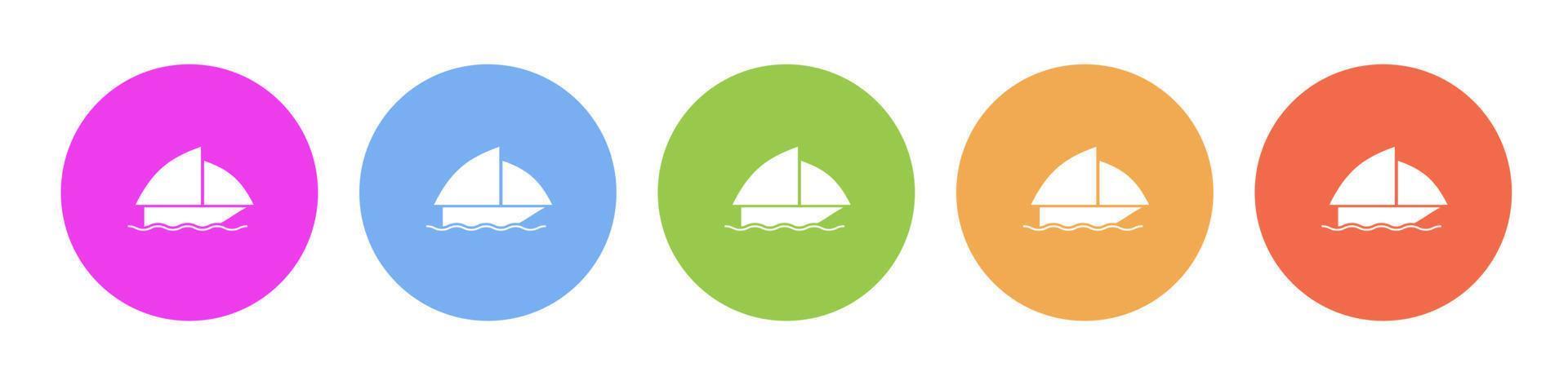 Multi colored flat icons on round backgrounds. Boat multicolor circle vector icon on white background