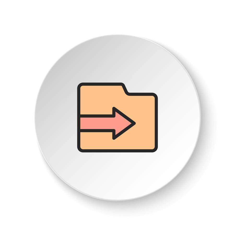redondo botón para web icono, carpeta, importar. botón bandera redondo, Insignia interfaz para solicitud ilustración en blanco antecedentes vector